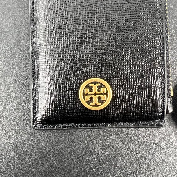 Tory Burch Robinson Saffiano Leather Lanyard Wallet Card Case Accessory Black - Picture 7 of 10